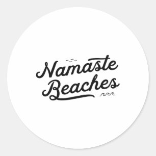 Namaste Beaches Niedlich Funny Yoga Summer Beach W Runder Aufkleber