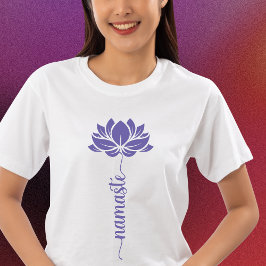 Namaste Black Lotus Blume Modernes Skript T-Shirt