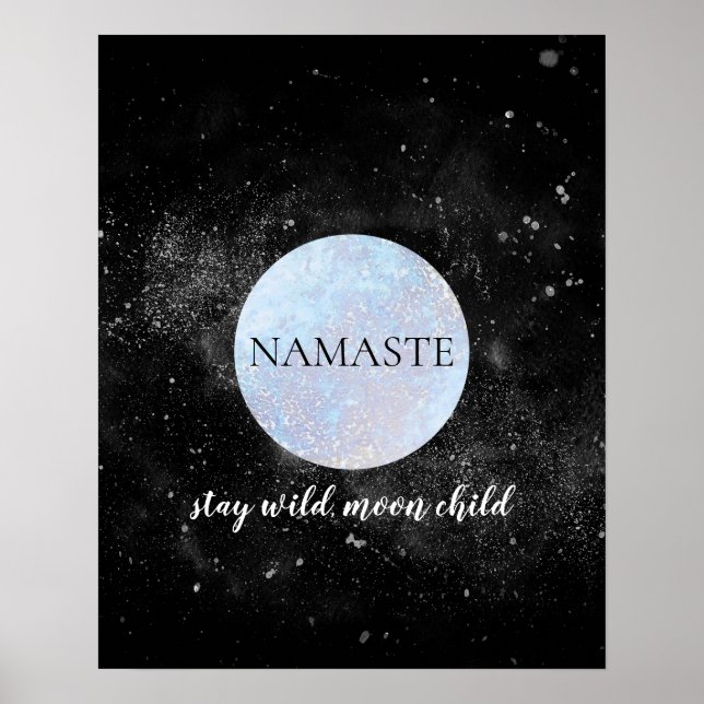 Namaste Bleibe Wild Moon Child Blue Full Moon Yoga Poster (Vorne)