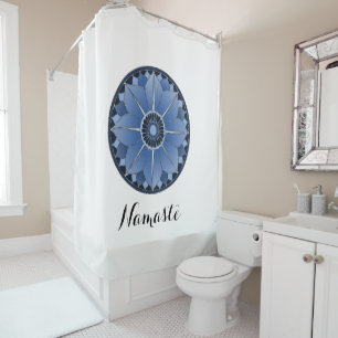NAMASTE Blue Lotus Mandala New Age Personalisiert Duschvorhang