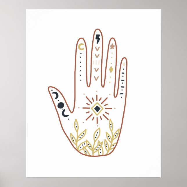 Namaste boho mystische Handzeichen floral Poster (Vorne)