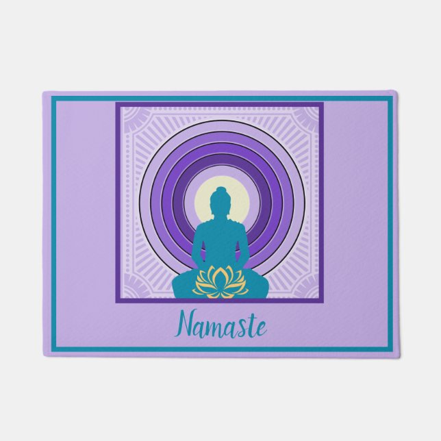 Namaste Buddha Meditation Yoga Spirituelle Begrüßu Fußmatte (Vorderseite)