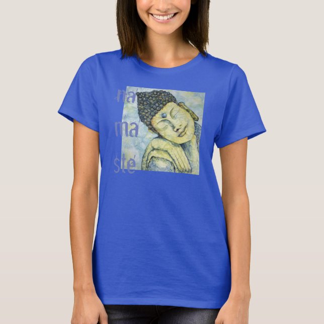 Namaste Buddha Wasserfarben Kunst, Dichtung und Mu T-Shirt (Vorderseite)