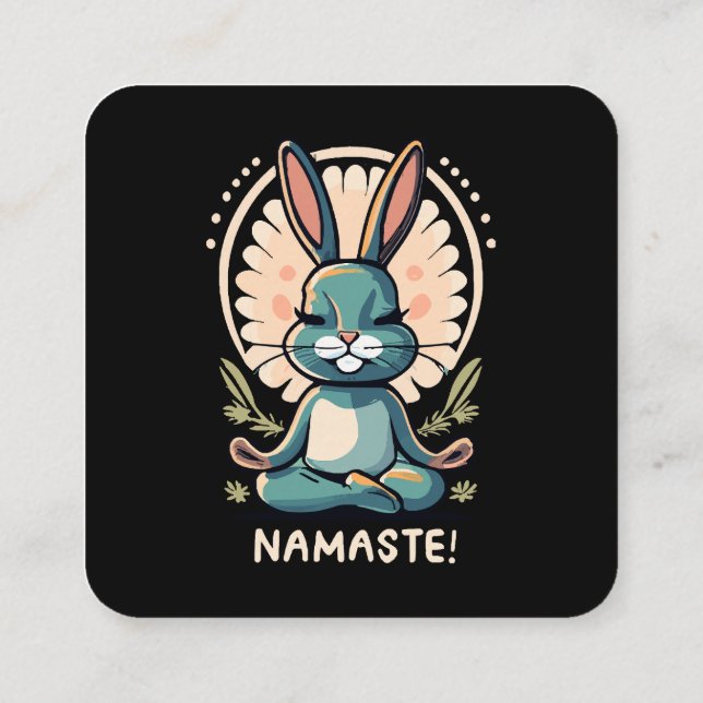 Namaste Bunny Yoga Kaninchen Meditation Quadratische Visitenkarte (Rückseite)