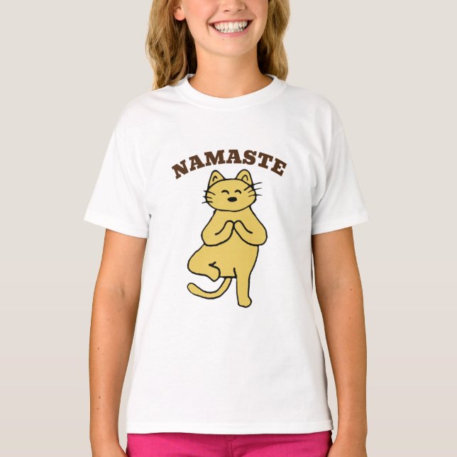 Namaste Cat Kids Shirt - Funny Cat Sprichwort T-Sh (Vorderseite)
