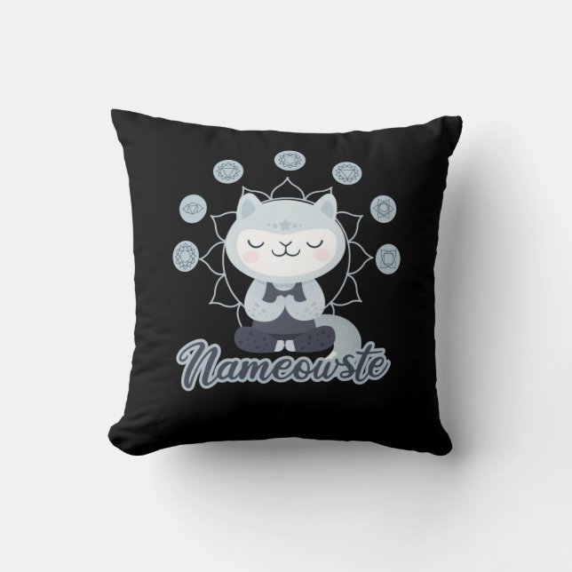 Namaste Cat Yoga Meditation Kitten Niedliches Haus Kissen (Vorderseite)