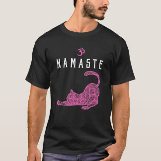 Namaste Cat Yoga Pose Om Symbol Funny Yoga Geschen T-Shirt