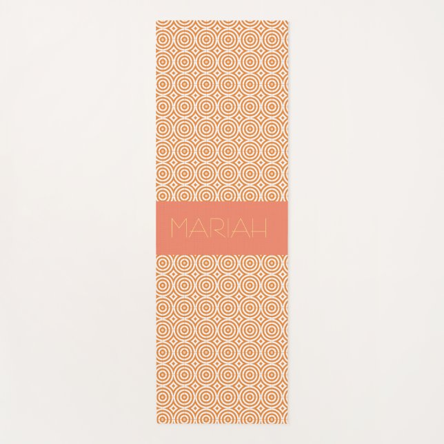 Namaste Circle Geo in Lachse mit Individuelle Name Yogamatte (Vorderseite)