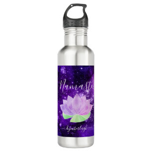 Namaste Cosmic Lila Lotus Blume Monogram Name Edelstahlflasche