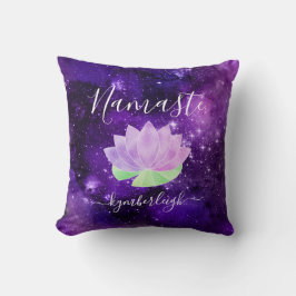 Namaste Cosmic Lila Lotus Blume Monogram Name Kissen