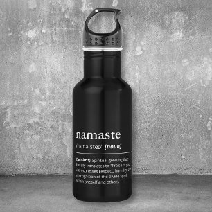 Namaste Definition Yoga Accessoire Schwarzweiß Edelstahlflasche