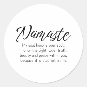 Namaste definition Zen,Yoga, Inspirational quote Runder Aufkleber