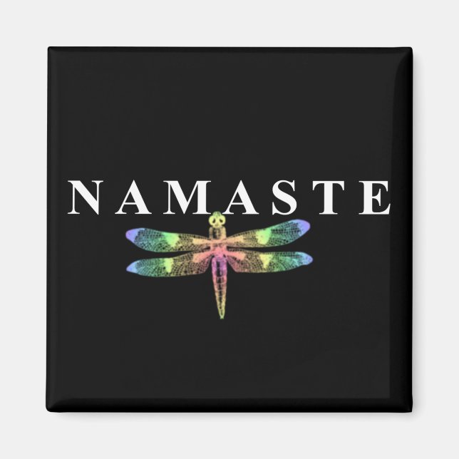 Namaste Dragonfly (dunkler Hintergrund) Platz Magnet (Vorne)