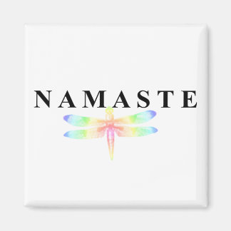 Namaste Dragonfly Square Magnet