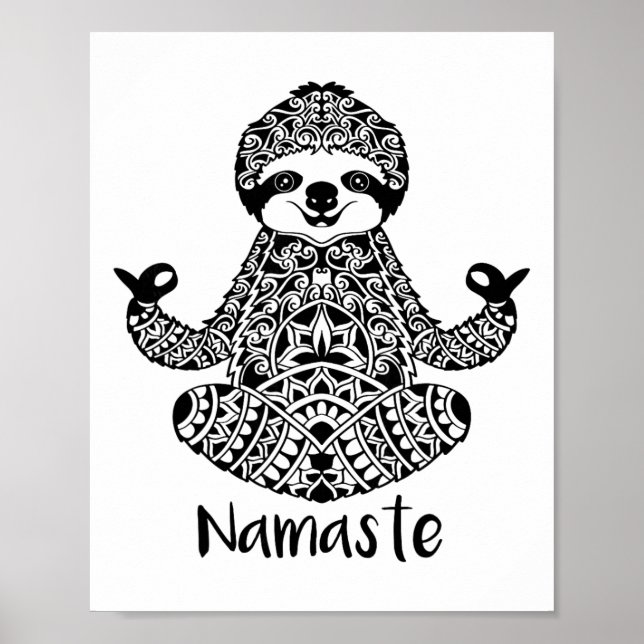 Namaste Faultier Yoga Easy Pose  Poster (Vorne)
