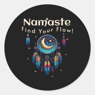 Namaste Find Your Flow Halbmond Traumfänger Runder Aufkleber