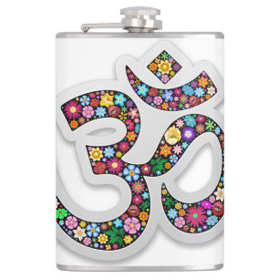 Namaste Floral Yoga-Symbol Flachmann