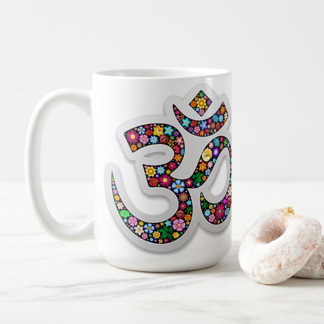 Namaste Floral Yoga-Symbol Kaffeetasse (Mit Donut)