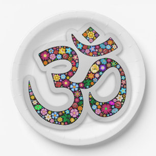Namaste Floral Yoga-Symbol Pappteller