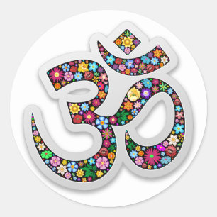 Namaste Floral Yoga-Symbol Runder Aufkleber