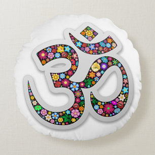 Namaste Floral Yoga-Symbol Rundes Kissen