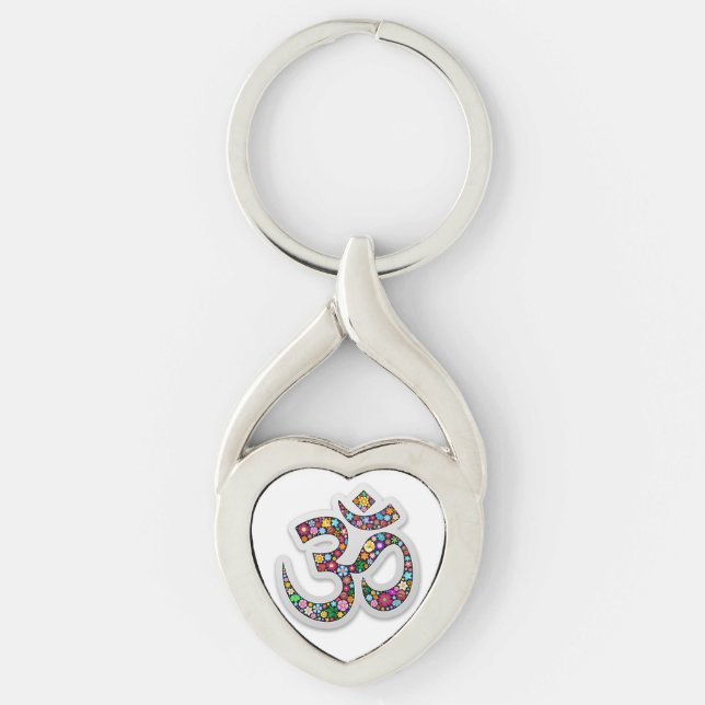 Namaste Floral Yoga-Symbol Schlüsselanhänger (Vorderseite)