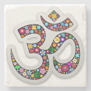 Namaste Floral Yoga-Symbol Steinuntersetzer