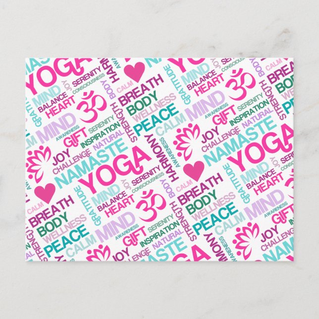 Namaste, Frieden und Harmonie Pink YOGA Muster Postkarte (Vorderseite)