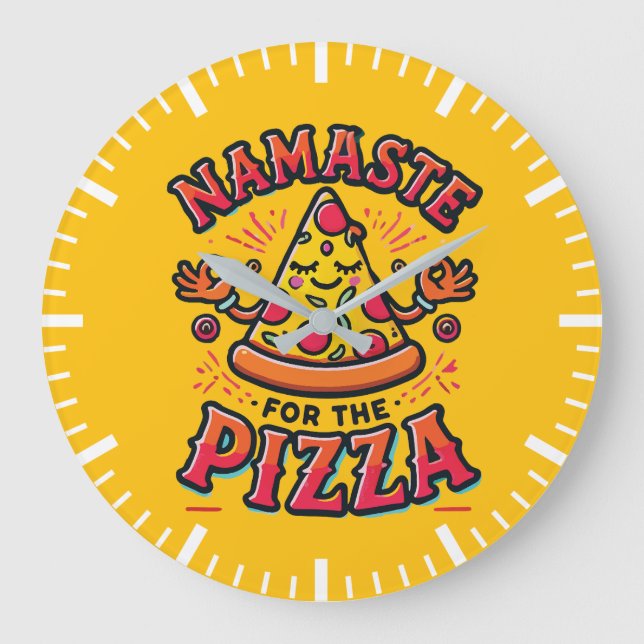 Namaste für die Pizza - Funny Yoga Große Wanduhr (Vorderseite)