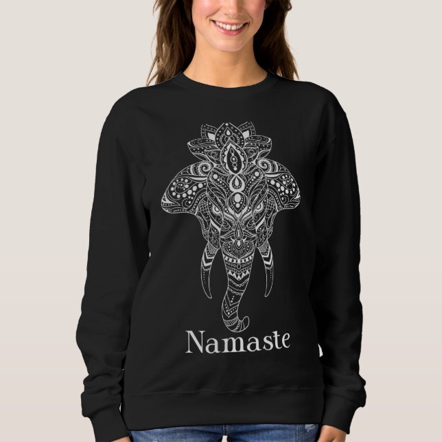 Namaste Ganesh Elephant Ganesha God Face Hindu Ar Sweatshirt (Vorderseite)