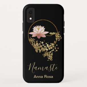 *~* Namaste Girly Lotos-GoldGlitzerzen-Schwarzes Case-Mate iPhone Hülle