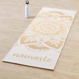 Namaste Gold Blume Mandala White Yogamatte
