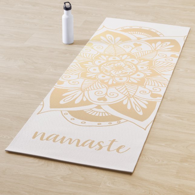 Namaste Gold Blume Mandala White Yogamatte (Beispiel)