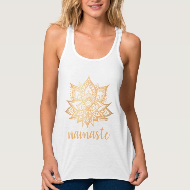 Namaste Gold Lotus Blume Yoga Tank Top (Vorderseite)