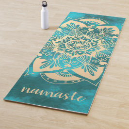 Namaste Gold Turquoise Blume Mandala Yogamatte
