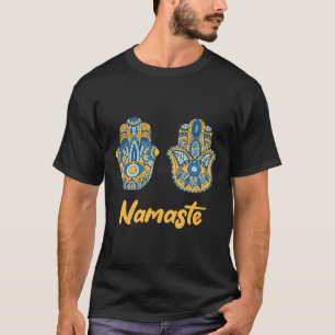 Namaste Hamsa Hand Yoga Hinduismus Fatima Arabisch T-Shirt