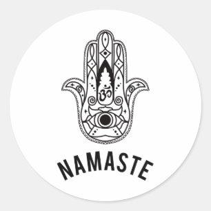 Namaste Hand Hamsa Yoga Hinduismus Veden Ohm Runder Aufkleber
