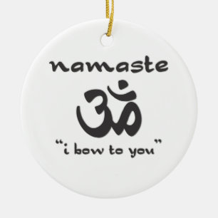 Namaste - Ich beuge mich euch (in schwarz) Keramik Ornament