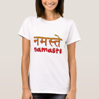 Namaste im englischem und Hindi-Skript T-Shirt