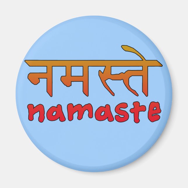 Namaste in Englisch und Hindi-Script Magnet (Vorne)