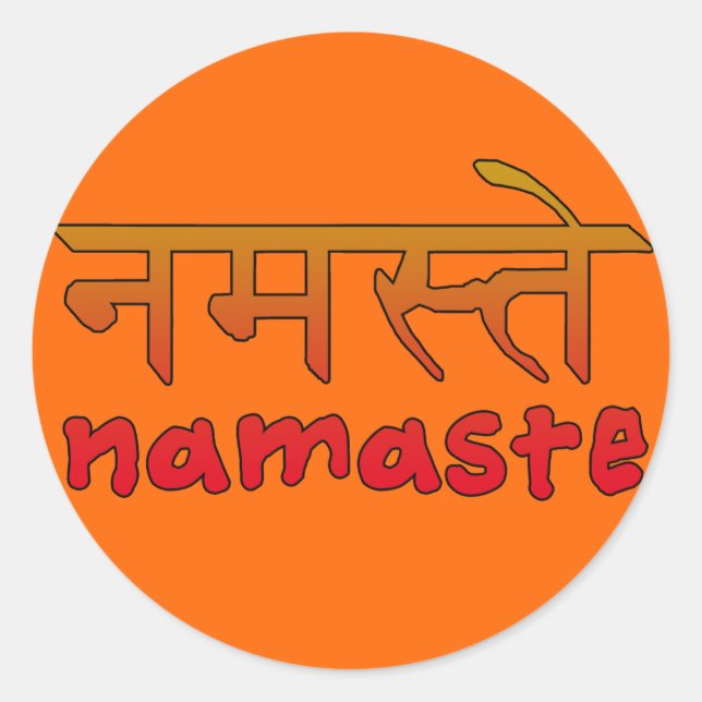 Namaste in Englisch und Hindi-Script Runder Aufkleber (Vorderseite)