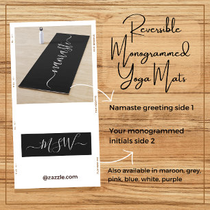 Namaste Initials Personalisiert Schwarz-weiß Yogamatte
