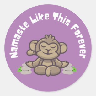 Namaste like this forever - Funny Monkey Yoga Pub Runder Aufkleber