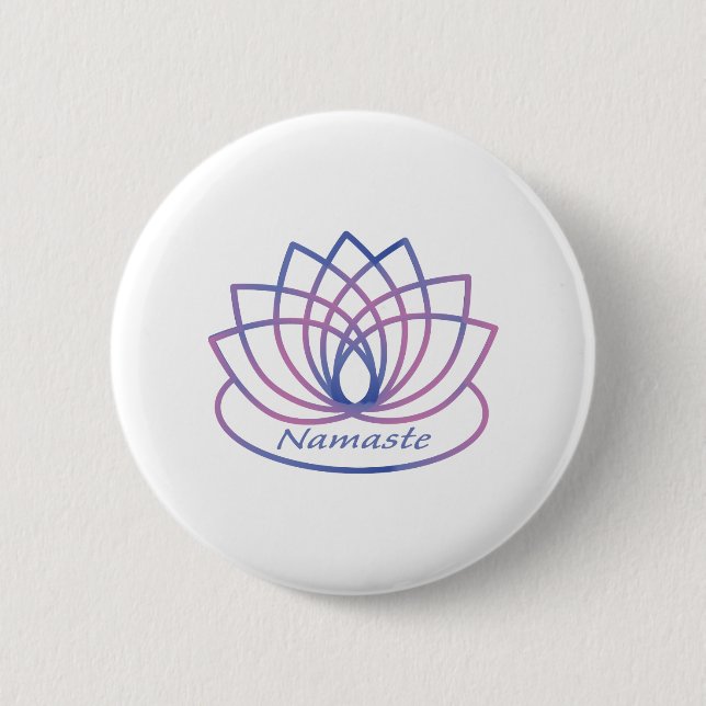 Namaste Lila und Pink Lotus Blume Button (Vorderseite)