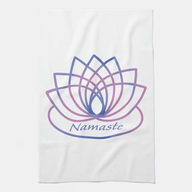 Namaste Lila und Pink Lotus Blume Geschirrtuch (Vertikal)