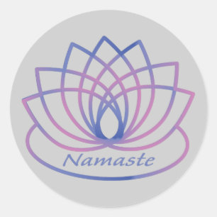 Namaste Lila und Pink Lotus Blume Runder Aufkleber