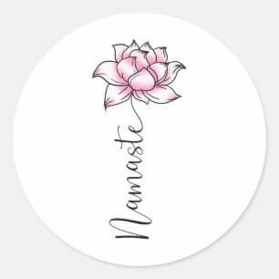 Namaste Lilly Lotus Rosa Blume Süße Hindi Yoga Lo Runder Aufkleber