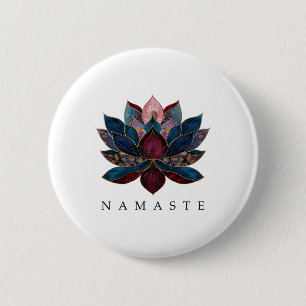 Namaste Lotosblume Zen Buddhismus Yogi Buddhistisc Button