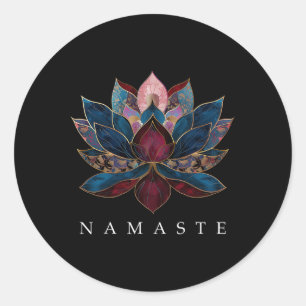 Namaste Lotosblume Zen Buddhismus Yogi Buddhistisc Runder Aufkleber