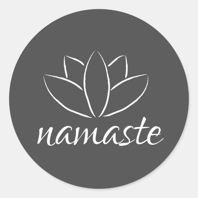 Namaste Lotus Blume Handgeschriebener Yoga Runder Aufkleber (Vorderseite)